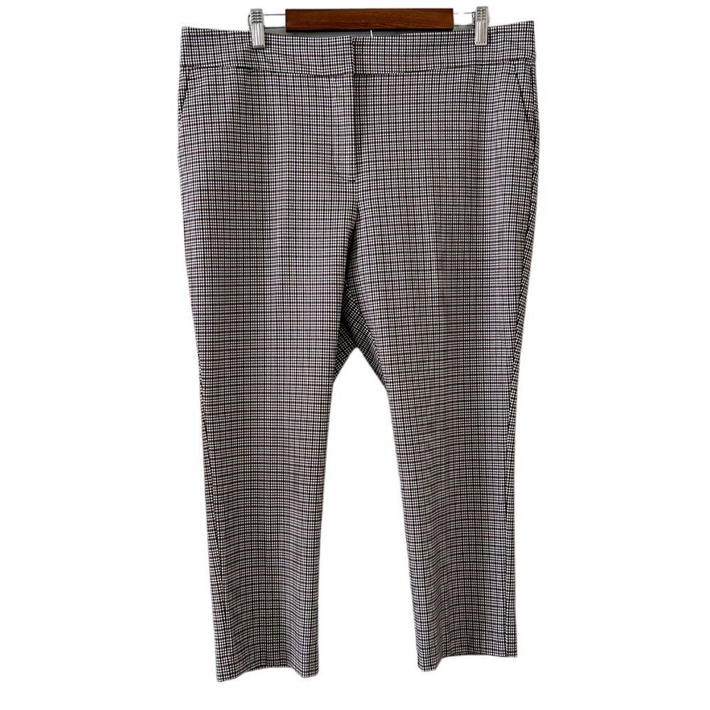 Ann Taylor Factory NEW Black & Burgundy Plaid Ankle Pants Size 14P